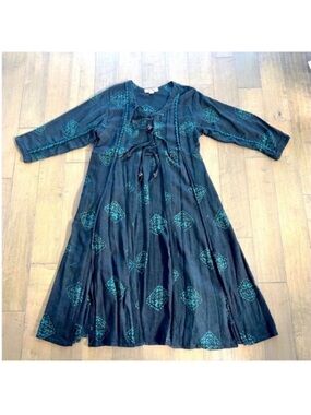 VINTAGE SUKA DUKA INJIRA INDIAN COTTON DUSTER DRESS